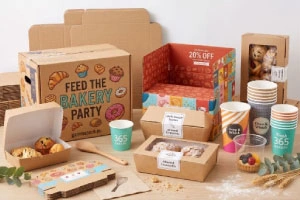 Printed pastry and bakery food packaging boxes