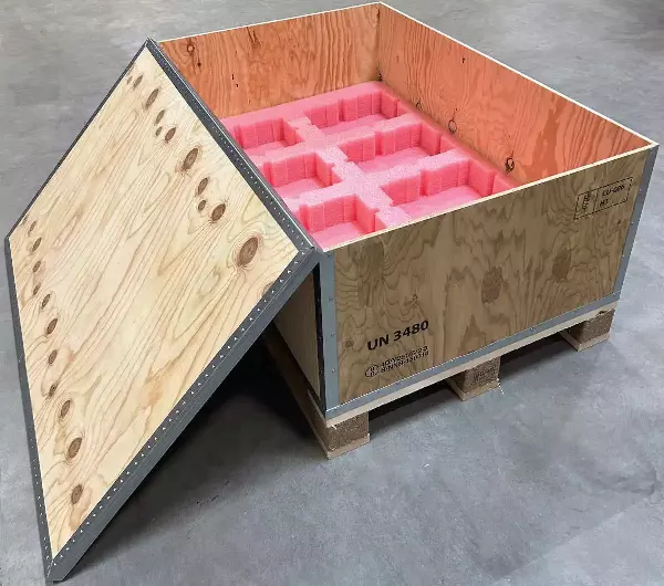 Wood box packaging with foam inserts